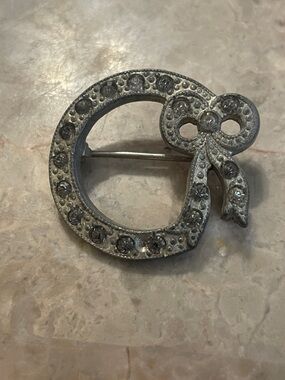 Extremely old Antique Crystal Circle Brooch - Elegant Womens Jewelry